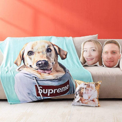 Pet Memorial Gifts Custom Printed Blanket-Photo Blanket Dog Blanket