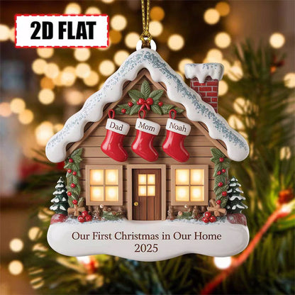 Personalized Our First Christmas in Our Home Ornament 2025 Custom Family