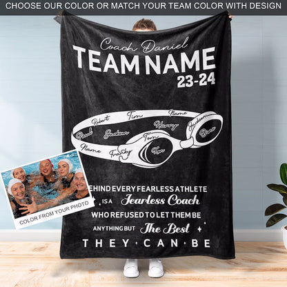 Personalized Swim Coach Blanket - Custom Coach Name, Team Name