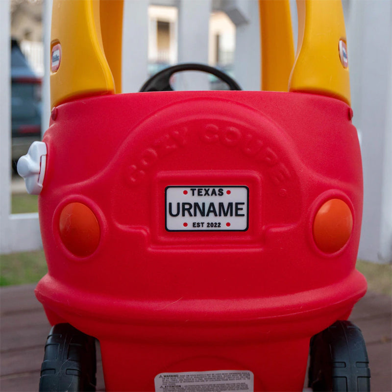 Cozy Coupe Custom License Plate - Size 3.75 x 2.25 in for Power Wheels