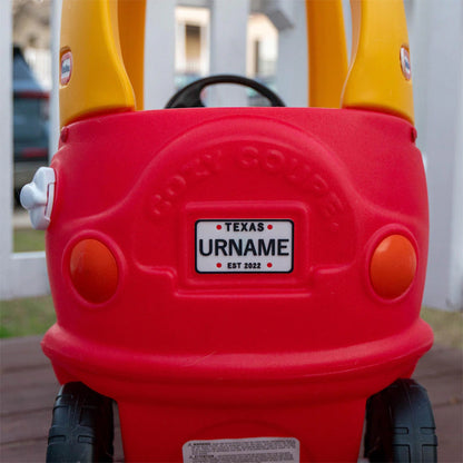 Cozy Coupe Custom License Plate - Size 3.75 x 2.25 in for Power Wheels