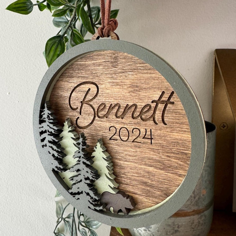 Personalized Christmas ornament | Bear | Forest | Baby's First Christmas