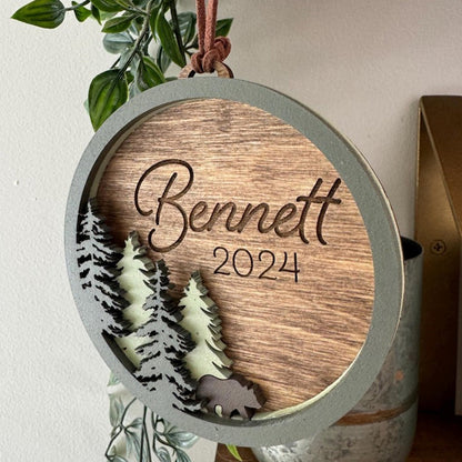 Personalized Christmas ornament | Bear | Forest | Baby's First Christmas