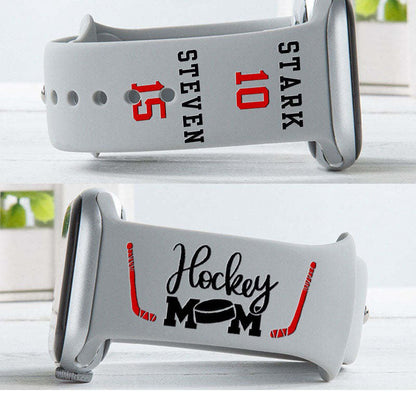 Custom Hockey Mom Gift With Player's Name & Number For Engraved Watchband