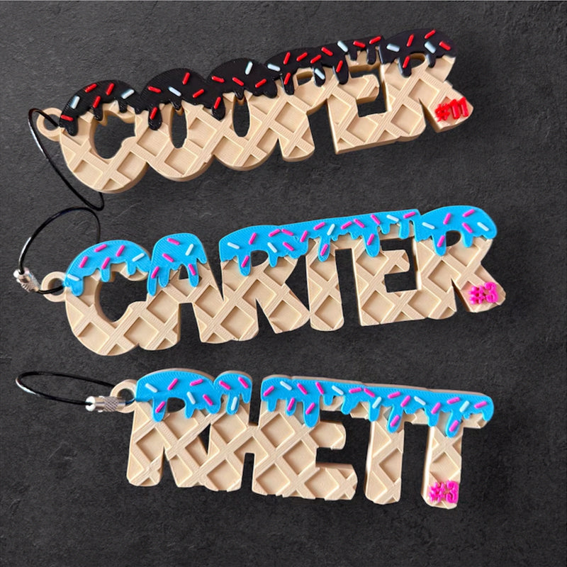 Ice Cream Drip Personalized Name Bag Tag – Backpack or Sports Bag Tag