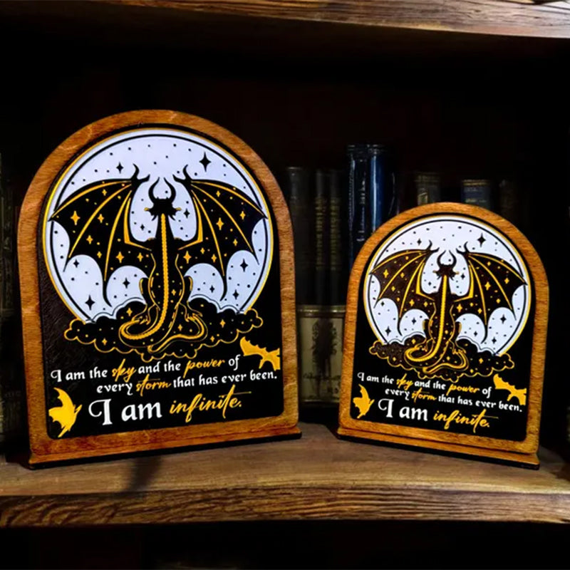 I am Infinite Fourth Wing Bookshelf Sign Wooden Shelf