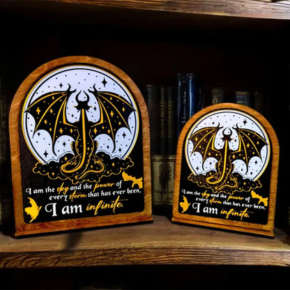I am Infinite Fourth Wing Bookshelf Sign Wooden Shelf