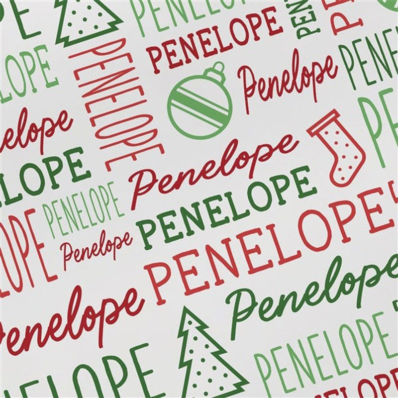 Holiday Repeating Name Personalized Wrapping Paper Christmas Wrapping Paper