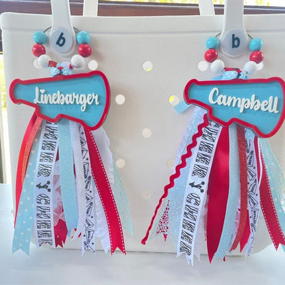 Cheer bogg bag tag, Cheerleader Tassel Charm Sport Duffle bag