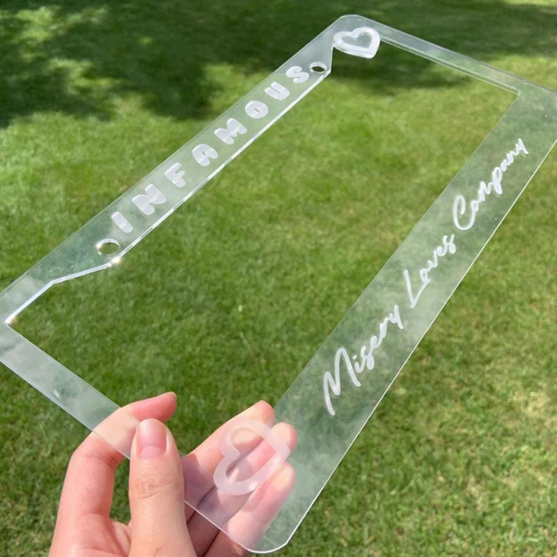 Custom engraved license plate frame