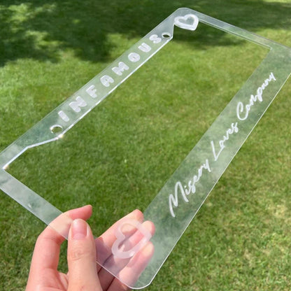 Custom engraved license plate frame