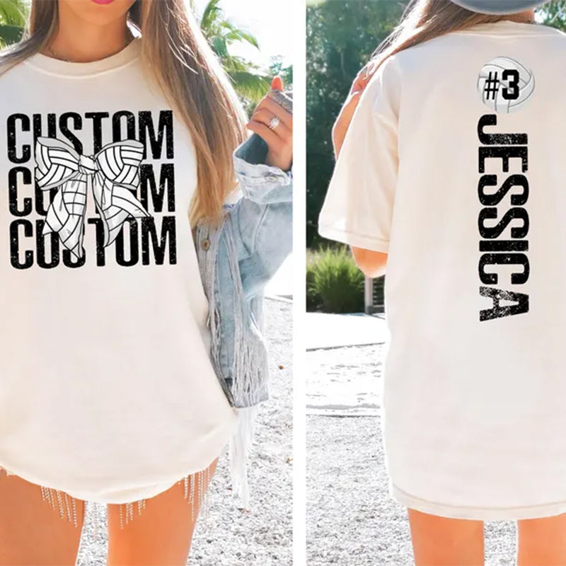 Comfort Colors  Volleyball Bow Shirt, Personalized Volleyball Shirt