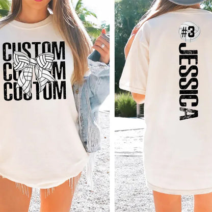 Comfort Colors  Volleyball Bow Shirt, Personalized Volleyball Shirt