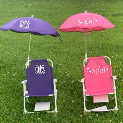 Monogrammed Kid's Beach Chair w/ umbrella