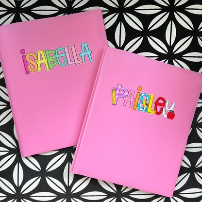 Personalized Pencil Boxes - Pencil Pouch - Pocket Folder with Prongs - Zipper Pouch-  Back to school