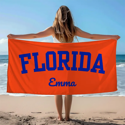 Custom College Beach Towel Graduation Gift Personalized Beach Towel School Spirit