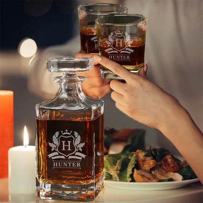 Man Birthday Gift for Him - Custom Decanter Set