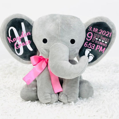 Personalized elephant, stuffed animal gift, baby shower gift, newborn gift