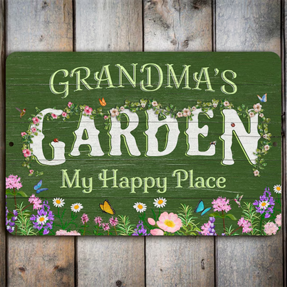 Personalized Flower Garden Sign: Weathered Wood Design, Metal Garden Decor