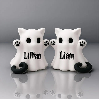 Personalized  Tiny Ghost Cat - Halloween Decoration Desk Figurine, 3D Printed