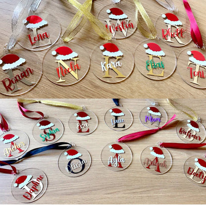 Personalised clear Christmas baubles |names|santa|gifts|