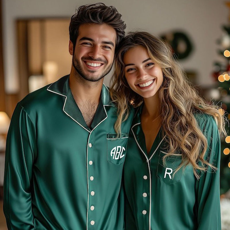 Christmas Satin Pjs Set for Family,Matching Christmas Pjs Shirt Long Set