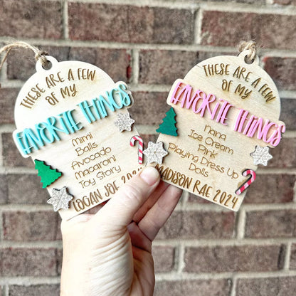 Custom Kid's Christmas Ornament, My Favorite Things