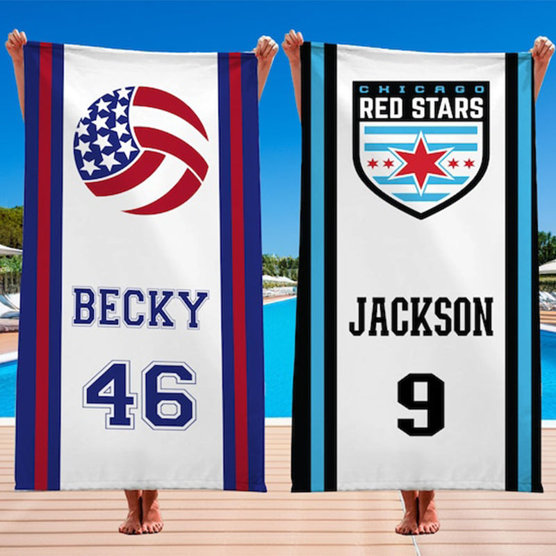 Personalized Football Volleyball Basketball Baseball Softball Soccer Logo Beach Towel