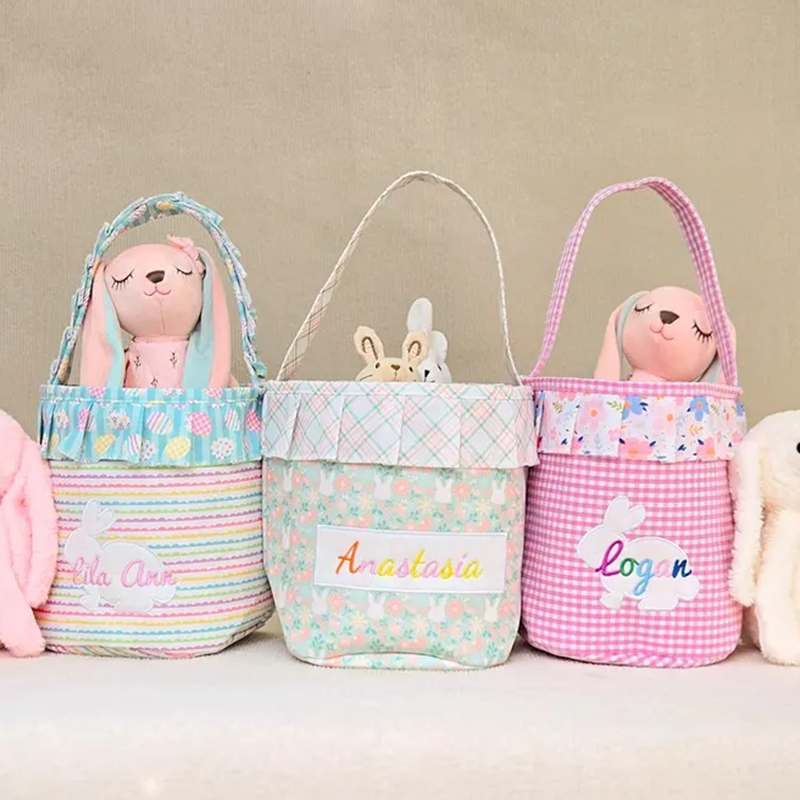 Personalized Bunny Basket: Kids Easter Gift, Toy Organizer