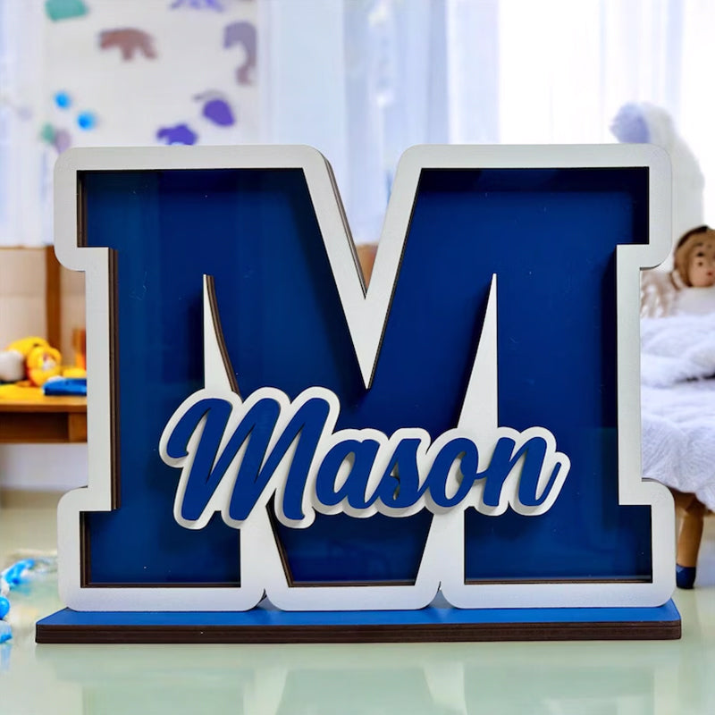 Custom Initial & Name Wooden Decor | Kids Name Piggy Bank