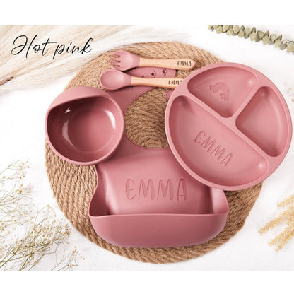 Personalized Silicone Weaning Set,Cartoon Weaning Set for Toddler Baby Kids
