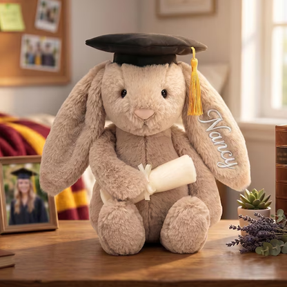 Personalized Graduation Bunny Plush, College Graduation Gift