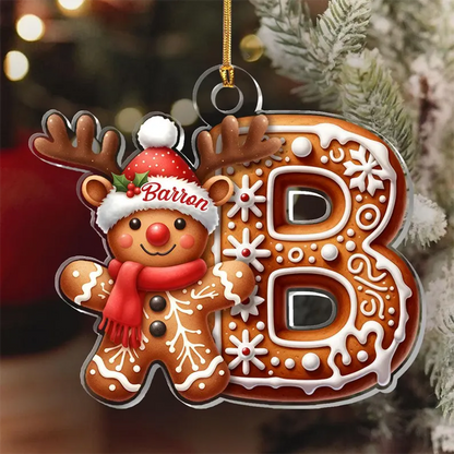 Custom First Letter Gingerbread Ornaments, Personalized Alphabet Letters