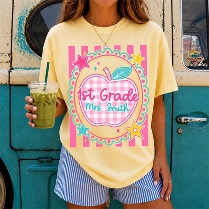 Comfort Colors Preppy Teacher Shirt, Trendy Stripes Back To School Shirt