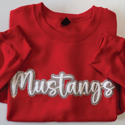 Custom Puff Sleeves And Glitter Team Name Sweatshirts, Glitter Team Name Sweatshirts, School Spirit Shirts