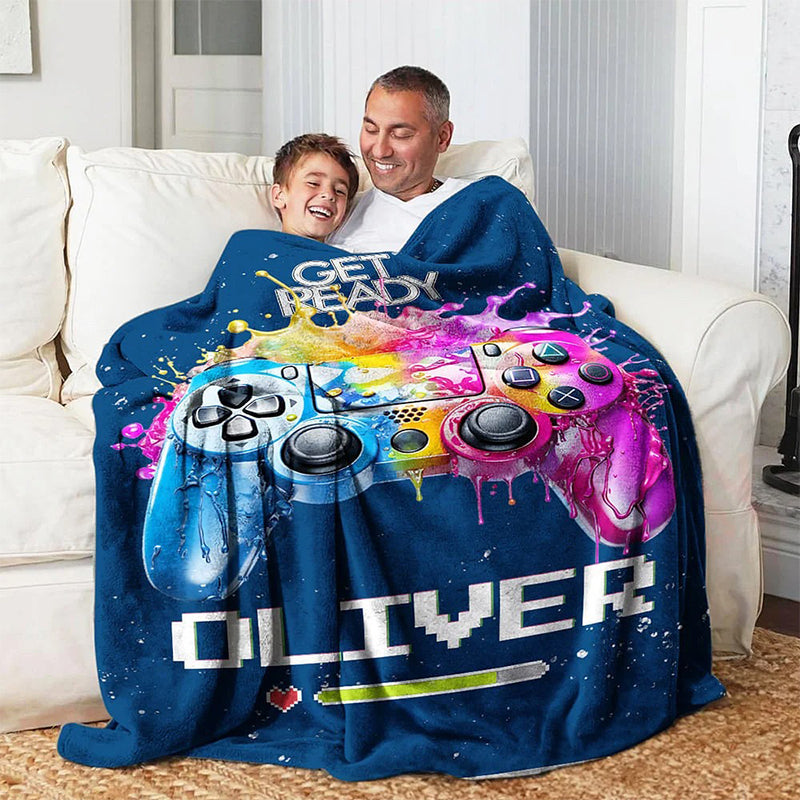 Personalized Color Ink Get Ready Gamepad Blanket