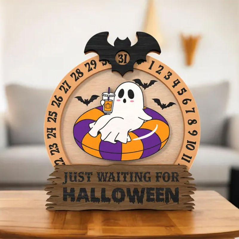 Halloween Skeleton Countdown Sign | Just Waiting for Halloween Decor |