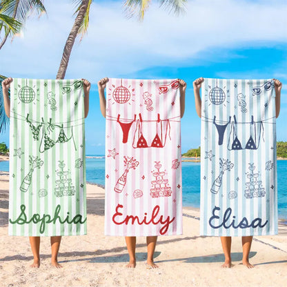 Personalized Bachelorette Towels, Girls Trip 2026, Custom Bride Squad Beach Towel