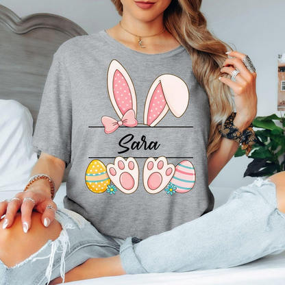 Custom Easter Bunny Name T-Shirt, Personalized Bunny Ears Shirt
