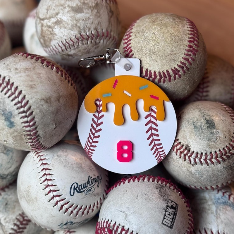 Personalized Baseball Bag Tag, Ice Cream Drip Bag Tag