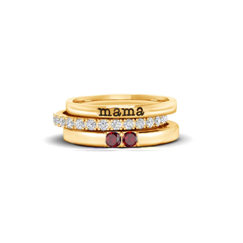 Birthstone Ring Set | Stackable Personalized Name Rings