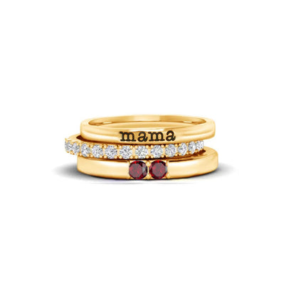 Birthstone Ring Set | Stackable Personalized Name Rings