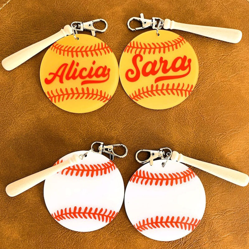 Personalized Sport Bag Keychain Softball Baseball Keychain Bag Name tag
