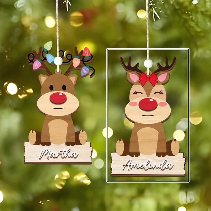 Personalized Christmas Reindeer Pendant - Custom Name/Text