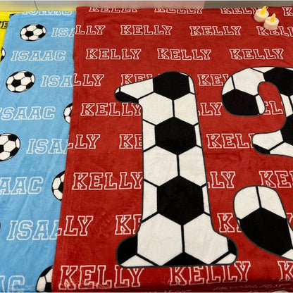 Personalized Soccer Blanket With Your Name, Sports Gift, Soccer Gift Boys Girls