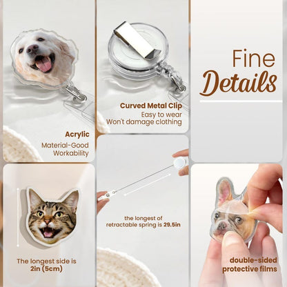Custom Dog Badge Reel Personalized Funny Pet Badge Reel from Photo