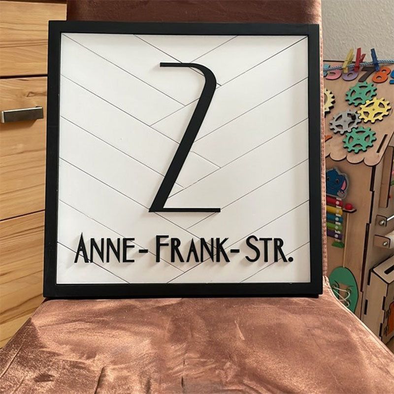 Square House Address Sign Home Decor