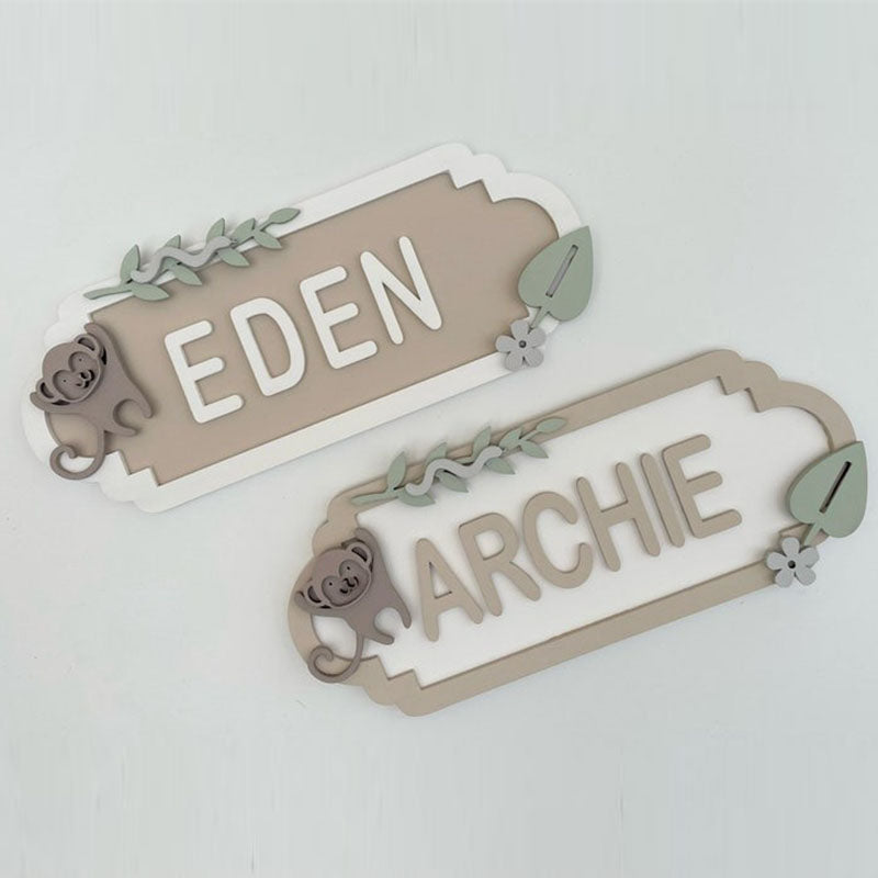 Personalised Street Sign Name Plaque - Monkey Design - Bedroom Door Name Plate