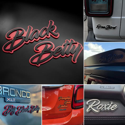 Custom Cursive Font Car Emblem - Custom Colors