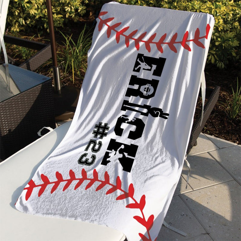 Personalized Baseball Beach Towel, Baseball Pool Towel